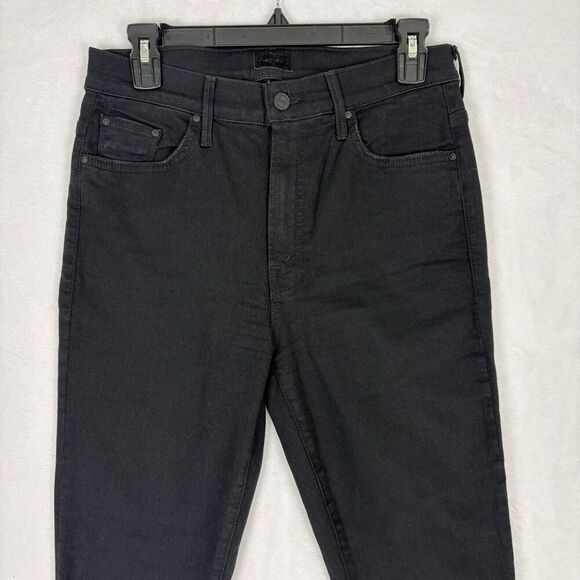 Mother High Waisted Black Insider Crop Step Fray Jeans Size 29 - Picture 2 of 14
